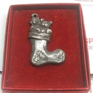 Vintage Rawcliffe Pewer Stocking Ornament.